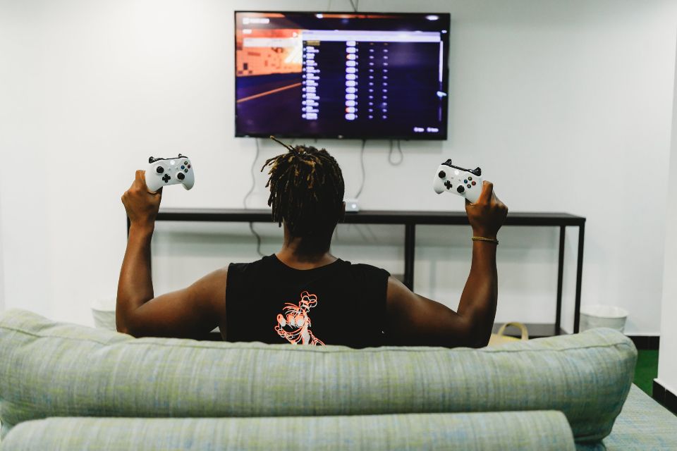 Customer happily gaming after a repair